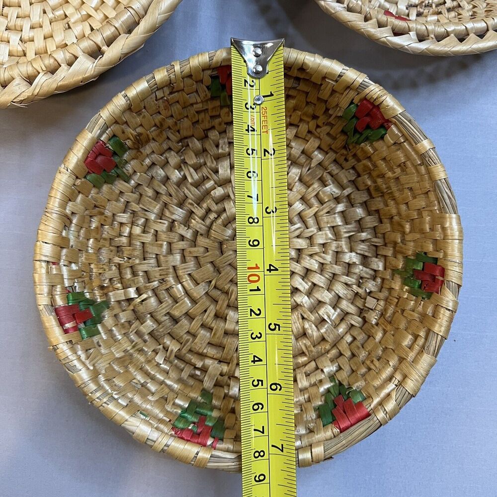 Set of 3 Woven Wicker Nesting Baskets Rose Floral Decorative - Picture 5 of 8